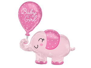 Balon foliowy Słonik Baby Girl różowy 78 cm