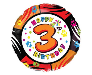 Balon foliowy cyfra 3 Happy Birthday 48 cm